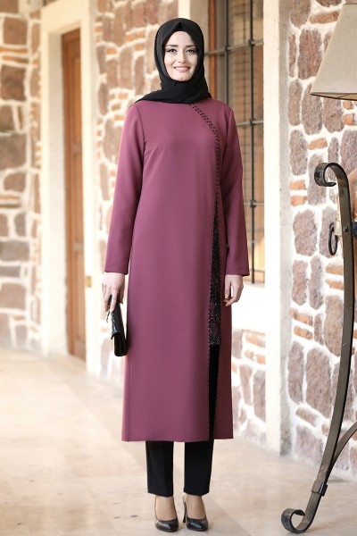Sahra Tesettür Tunik - Lila - Fuval Moda